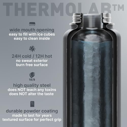 BEOLA 950ml Water Bottle 18/8 Stainless Steel 304 Double Wall Insulated Thermos Bottle with Straw Lid and wide mouth, 2 lids included, Hot Cold Liquids Sports Bottle, 32oz