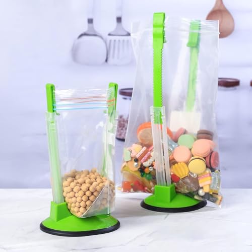2 Pcs Sandwich Baggy Racks, Adjustable The Batch Lady Freezer Bags, Food Storage Bags Clips Stands, Plastic Reusable Freezer Bag Racks Holders, Food Prep Bag Holders Stands