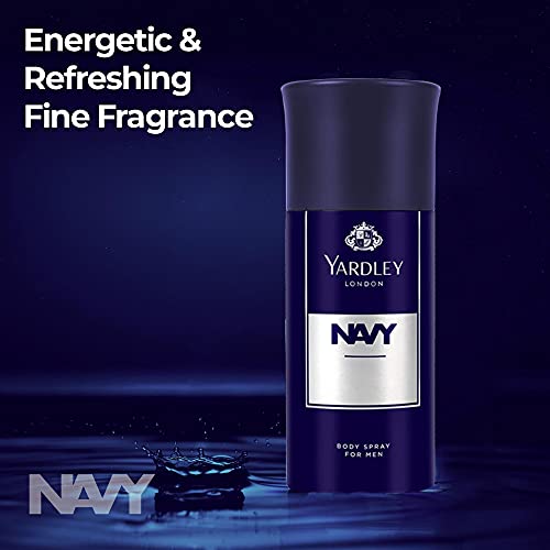 Yardley London Navy Body Spray For Men, Fresh Marine Fragrance, 150 Ml