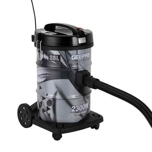 Geepas GVC2598 2300W 21L Drum Vacuum Cleaner - Portable ABS/Copper/Iron | Dust Full Indicator with Parking Position | Air Blower Function with Adjustable Suction Power | 2 Years Warranty