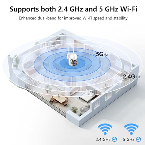 2NLF 1080P HD Outdoor Security Camera Wireless, 5GHz & 2.4GHz Wi-Fi PTZ Security Camera with 360° Vision, Motion Detection, Color Night Vision, Two-Way Audio, SD/Cloud Storage, IP66 Waterproof