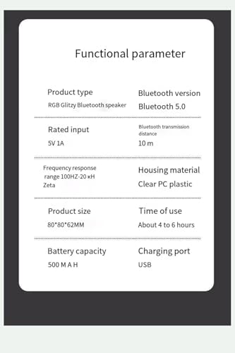 ZXXZKWPP Portable Bluetooth Speakers with Colorful Lights, Loud Sound, Small Bluetooth Speaker with Wireless Stereo Pairing, HiFi Sound, Long Playtime,for Shower,Home,Outdoor-W