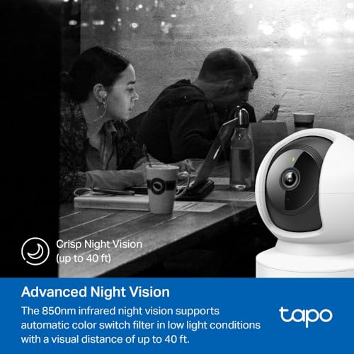 Tapo C202 1080P WiFi/Ethernet Camera Indoor Surveillance Camera with Person Detection Two-Way Audio Compatible with Alexa and Google Assistant for Baby/Pets