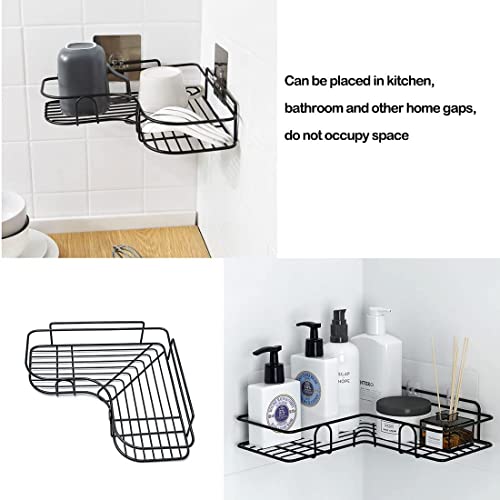 Sky-Touch 2Pcs Corner Shower Shelves,Self Adhesive No Drilling Wall Mounted Shower Storage Shelf Organizer For Your Bathroom, Kitchen And Toilet,Iron Art,Black