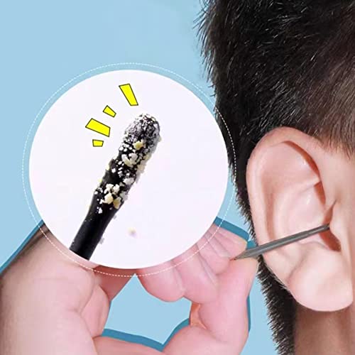 ECVV 20Pcs/Pack Black Disposable Adhesive Ear Clean Stick Spiral Tips Ear Wax Removal Tool Ear Care Portable Earpick Limpiador for Adults and Kids