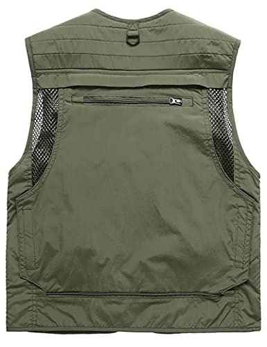 Flygo Men's Casual Outdoor Work Safari Fishing Travel Photo Cargo Vest Jacket Multi Pockets