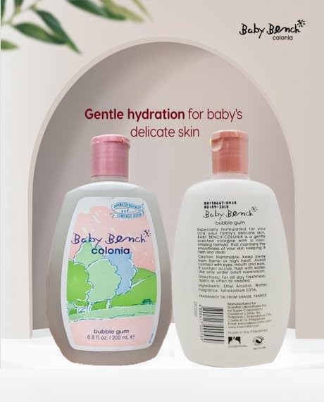 Baby Bench Colonia BUBBLE GUM COLOGNE | Perfume for Babies, Gentle & Safe, Mild Fragrance | Long-lasting Moisture & Delicate Fragrance | Safe for Mother's Hands & Baby's Skin 200 ml - (Pack of 3).