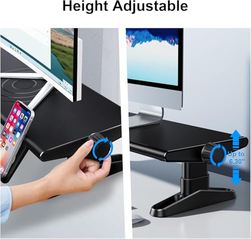 Ankila Computer Monitor Stand For Desk, Adjustable Height Monitor Stand Riser, Multi-Purpose Desktop Organizers Riser for Laptop, Computer, Printer, TV-Black (Black)