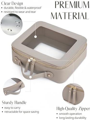 Small Cosmetic Bag for Purse Mini Makeup Bag for School Cute Clear Make Up Pouch for Travel Tiny Leather White Make Up Organizer Case for Backpack Toiletry Bag Waterproof Square Pouch with Zipper