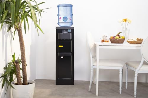Midea Water Dispenser, Top Loading, 3-taps Equipped with Hot Cold And Ambient Temperature, Floor Standing, Child Safety Lock for Faucet, Best Home, Office & Pantry, Black, YL1917SAE-BK