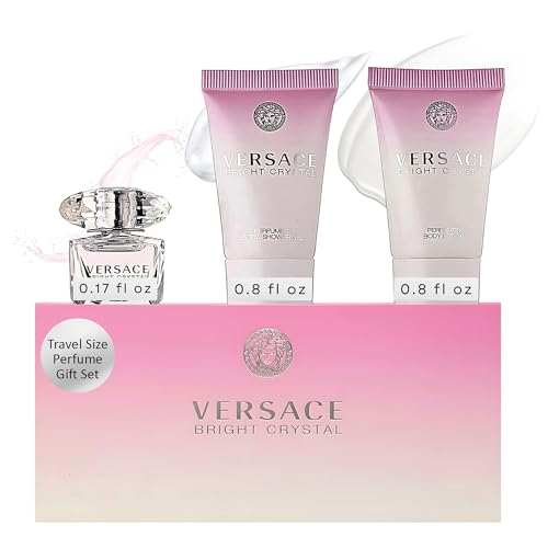 Versace Bright Crystal 3 Pieces Mini Set For Women - 1 EDT 5 ml +25 ml Shower Gel +25 ml Body Lotion