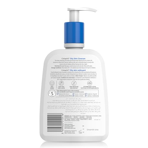 Cetaphil Oily Skin Cleanser, Face & Body Wash for Men & Women, Combination to Oily and Sensitive Skin, Unscented, 236ml