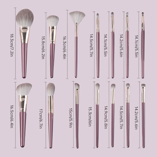 ECVV 14Pcs Premium Synthetic Makeup Brush Set - Foundation, Concealer, Eyeshadow, & Blush Makeup Brushes for Women Girls