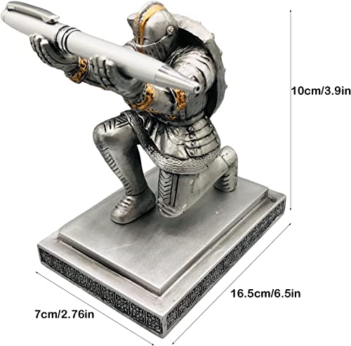 ELECDON Executive Pen Holder Knight Desk Accessory Stationery Organizer Decorative Gift for Office Blue