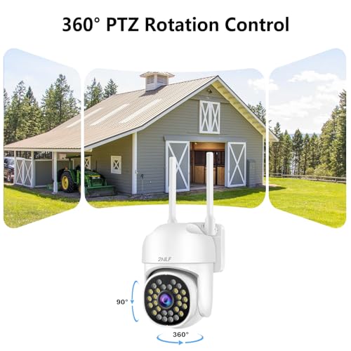 2NLF 1080P HD Outdoor Security Camera Wireless, 5GHz & 2.4GHz Wi-Fi PTZ Security Camera with 360° Vision, Motion Detection, Color Night Vision, Two-Way Audio, SD/Cloud Storage, IP66 Waterproof