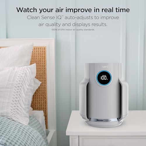 Shark NeverChange Air Purifier Compact Pro with Long-lasting HEPA Exceeding Filtration, For Pet Dander, Dust, Smoke, Allergens, Up to 250 sq. ft. for Bedroom, Home Office, Dorm, HP071BRN (2025)