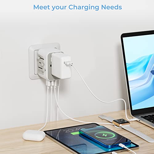 TESSAN Universal Adapter, Worldwide Travel Plug Adaptor with 2 USB A and 3 USB C Ports, International Travel Adapter for EU, UK, USA, AU, Power Socket Charger for Multi Countries