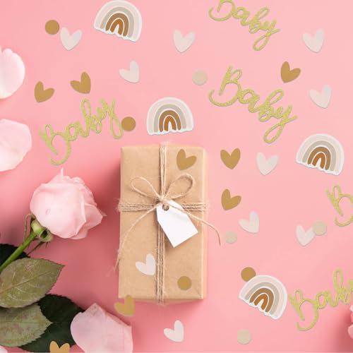 Baby Shower Decoration Confetti, Pack of 150 Baby Shower Decoration Confetti, Boho Rainbow Baby Shower Confetti Table Decoration, Shower Accessories, Table Decoration for Gender Reveal Party, Baby