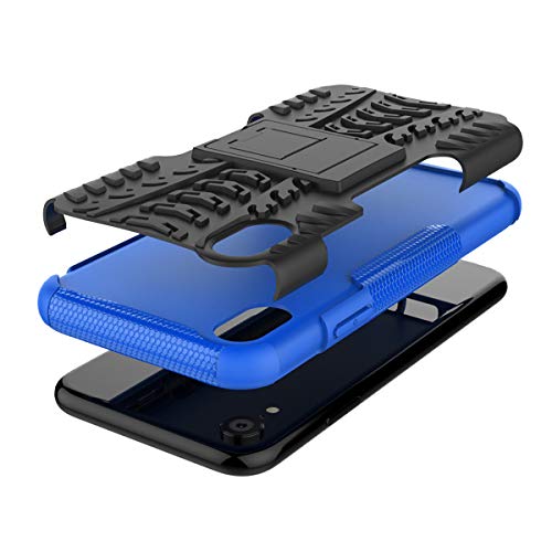 ALDHOFA iPhone XR Case,Heavy Duty Shock Proof Protective Phone Case,Dual Layer Hybrid Cover with Kickstand for iPhone XR 6.1" (2018)-Blue