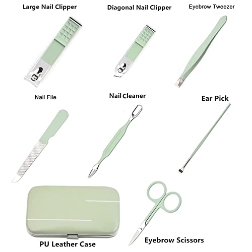 Manicure Set Men Women Nail Clipper Set 8in1 Stainless Steel Toe Finger Nail Clipper Personal Care Tools with Portable Travel Case Pedicure Tools Grooming Kit Gifts for Men Women Wife Family Friend