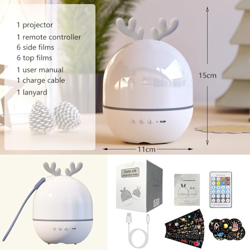 4-in-1 Night Light Projector with Timer and Remote Control for Kids Gift, USB Rechargeable Night Lamp 360°Rotatable Sound Machine Baby Sleep Lighting Starry Projector for Baby Children Teen Adult
