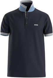 Mens Paddy Organic-Cotton Polo Shirt With Contrast Logo Details - Dark Blue409
