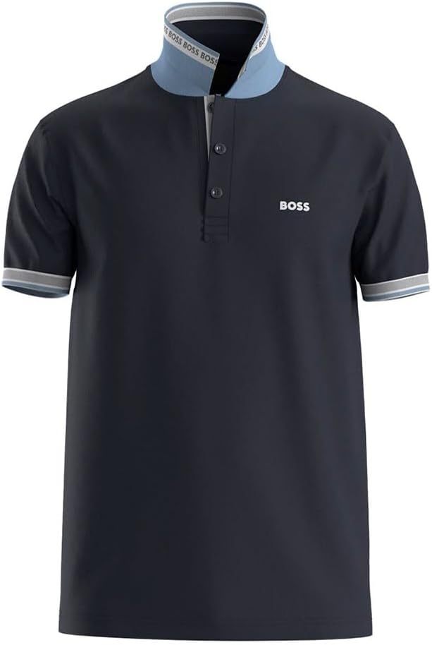 Mens Paddy Organic-Cotton Polo Shirt With Contrast Logo Details - Dark Blue409