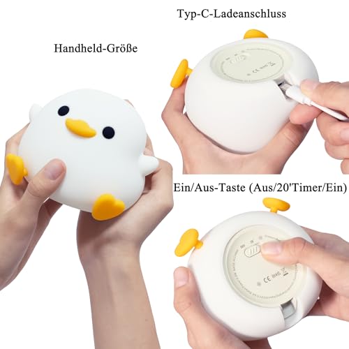 OkiyiD Duck Night Light, Cute Duck Gifts for Girl, Duck Lamp Gifts Dorm Decor Lamp for Nursery, ABS+SIL, Touch Control, Portable and Rechargeable Dimmable, Birthday Gifts for Boys Girls (DoDo Duck)