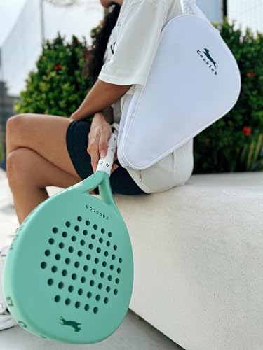 Cocolob PureStart Padel Racquet Mint - Cover Bag - Head Protector ??Carbon Fiber Full Carbon ??Soft EVA Core ??Round Shape ??addle Tennis Racket Beginner Intermediate ??For Men and Woman