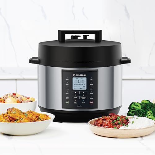 Nutricook Smart Pot 2 Plus 1500 Watts - 9 Appliances in 1, Pressure Cooker, Slow Cooker, Rice Cooker, Steamer, Sauté Pot, Yogurt Maker, Soup Maker, Cake Maker, Food Warmer, 9.5L, Brushed SS/Black