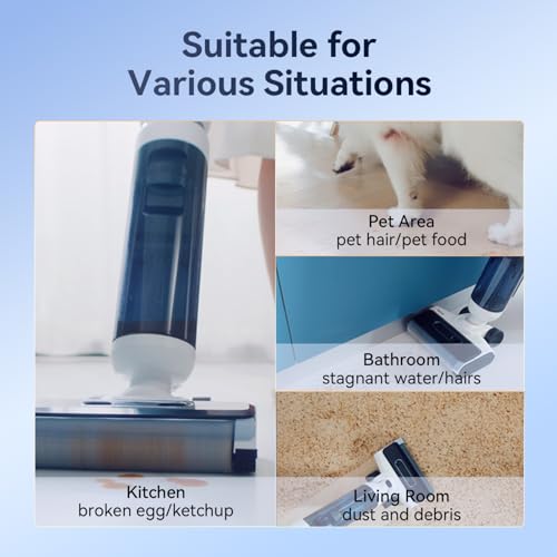 INXNI W10 16KPA Cordless Wet Dry Vacuum Cleaner with Self Cleaning, Vacuum and Mop, Long Runtime Wet Dry Vacuum Mop All in One with Edge to Edge Cleaning for Hard Floor, Carpets, 8.8 lbs