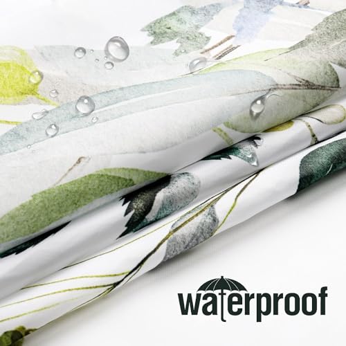 Green Eucalyptus Shower Curtain, Bathroom Curtain Waterproof Anti-Mold Fashion Curtain Watercolor Leaves on The Top Plant with Floral Bathroom Decoration Shower Curtain Sets (180 * 180CM) with Hooks