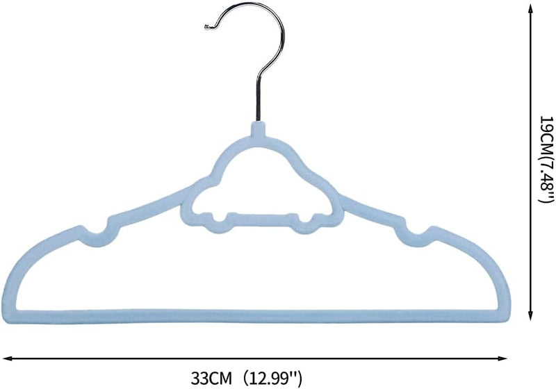 MINISO Flocking Clothes Hangers Set for Kids,4Pcs(Little Car)