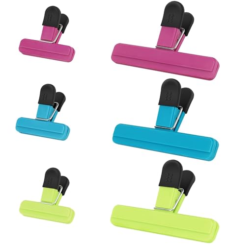 Yowlens Bag Clips for Food Storage Kitchen Storage Clip Seal Clips, 6 Pcs Sturdy, Airtight, Reusable Clips for Sealing Freezer Bags-Ideal for Home & Kitchen & Office