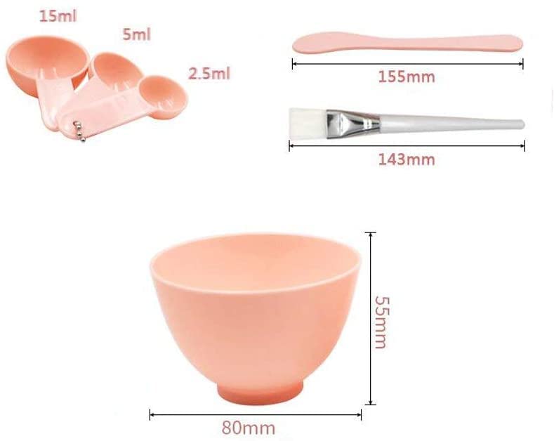 NC 1Set 4 in 1 DIY Beauty Homemade Face Mask Bowl Women Beauty Accessories Tools Mask Brush Stick Gauge (Pink)