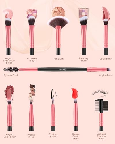 BESTOPE Makeup Brushes 16 PCs Makeup Brush Set Premium Synthetic Foundation Brush Blending Face Powder Blush Concealers Eye Shadows Make Up Brushes Kit (Rose Golden)