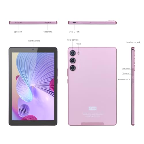 C Idea 9-Inch Android 13 Tablet, 8GB+256GB/512GB TF, HD+IPS 800 * 1280, 5+8MP Camera, 4G SIM Card Slot, 5G WiFi, GPS, 8000mAh Battery, CM925 (Pink)