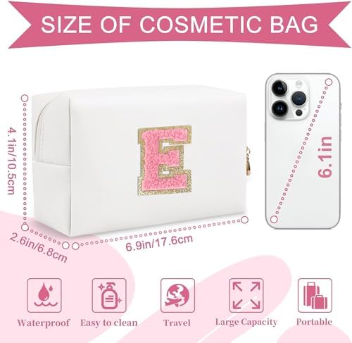 Portable Cosmetic Bag for Women,Large Makeup Bag for Travel,Personalized Makeup Bag,Toiletry Bag Gift Ideal for Teens, pink letter