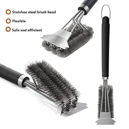 U-HOOME Grill Cleaning Brush, BBQ Grill Brush and Scraper, Stainless Steel Grill Cleaner with Durable Woven Wire Bristles, Safe Grill Cleaning Tool