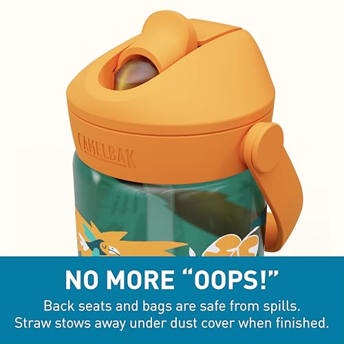 CamelBak Thrive Flip Straw Kids 14oz Water Bottle with Tritan Renew – Easy Carry - Straw Top, Jungle Animals