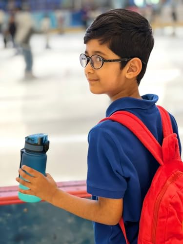 RAA' PRIME Water Bottle for Adults and Kids - USA Tritan Material, Fast Flow, Non-Toxic BPA Free, Flip Top Leak Proof Lid w/One Click Open. 350m (Blue/Green)