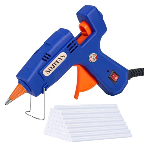 SOJITAS Mini Hot Glue Gun 30W with 50pcs Glue Sticks 7 x 20cm Length for DIY, Small Hot Melt Glue Gun Nozzle for Kids
