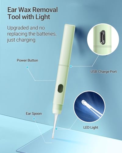 TEYIYES Ear Wax Removal Kit Upgraded All in One Ear Cleaning Tool Set with LED Light/Ear Pick Digger/Twezzers/Spiral Spring Ear Spoon with Storage Box for Adults, Kids and Pets (Pack of 7)