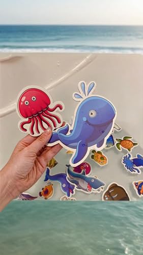 Sweet seven Kids Bathroom Toys: Soft EVA Foam Sea Animal Bath Set with DIY Sticker Puzzles - Non-Toxic, Early Education Fun for Toddlers