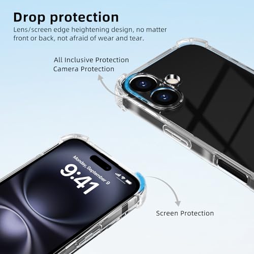 ZenGoose Case Compatible with iPhone 16 Case, Crystal Clear Case Designed for iPhone 16 Clear Case with 4 Corners Shockproof Protection and Full Camera Protection Anti-Fall Clear Case
