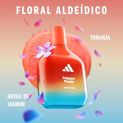 Adidas Vibes Happy Feels Eau de Parfum For All, Joyful and Uplifting, Long Lasting Fragrance, Grapefruit and Jasmine 100ml (3.3oz)