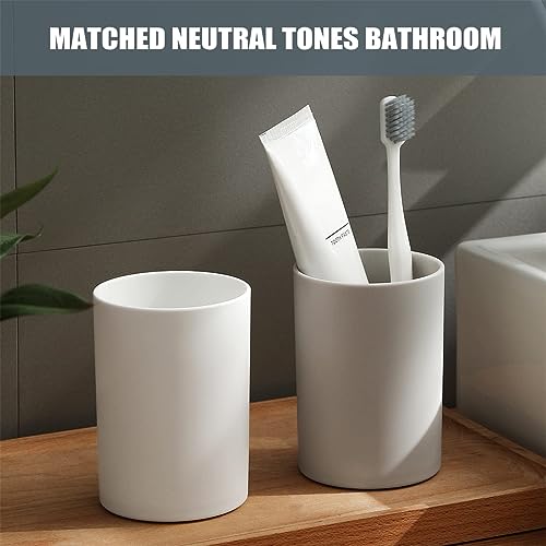 TERRIFI Bathroom Tumbler Cup Set, 10.5oz Reusable Unbreakable Toothbrush Cups, Easy to Clean Plastic Mouthwash Cups, Toothbrush Holder for Your Bathroom, 2PCS