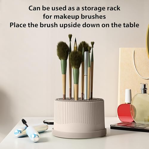 STAYOUNG Makeup Brush Scrubber - 2 in 1 Portable Makeup Brush Cleaner, Silicone Makeup Brush Cleaner for Clean and Dry Makeup Brush, Portable Washing Tool for Makeup Brush, Sponge, Puff (Khaki)