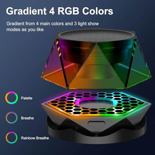 Excefore Magnetic Diamond Bluetooth Speaker, Small Wireless Speaker with Multi RGB Color Light Show, Wireless Small Bluetooth Speaker, Portable Phone Stand for iPhone, Android, TWS Pairing