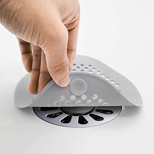 VIKKA 5 PCS Silicone Sink Strainer, Anti-Clogging Shower Drain Hair Trap Catcher, Kitchen Sink Stopper - Bathroom Sink Set, Filter for Bathroom Tub (Gray)